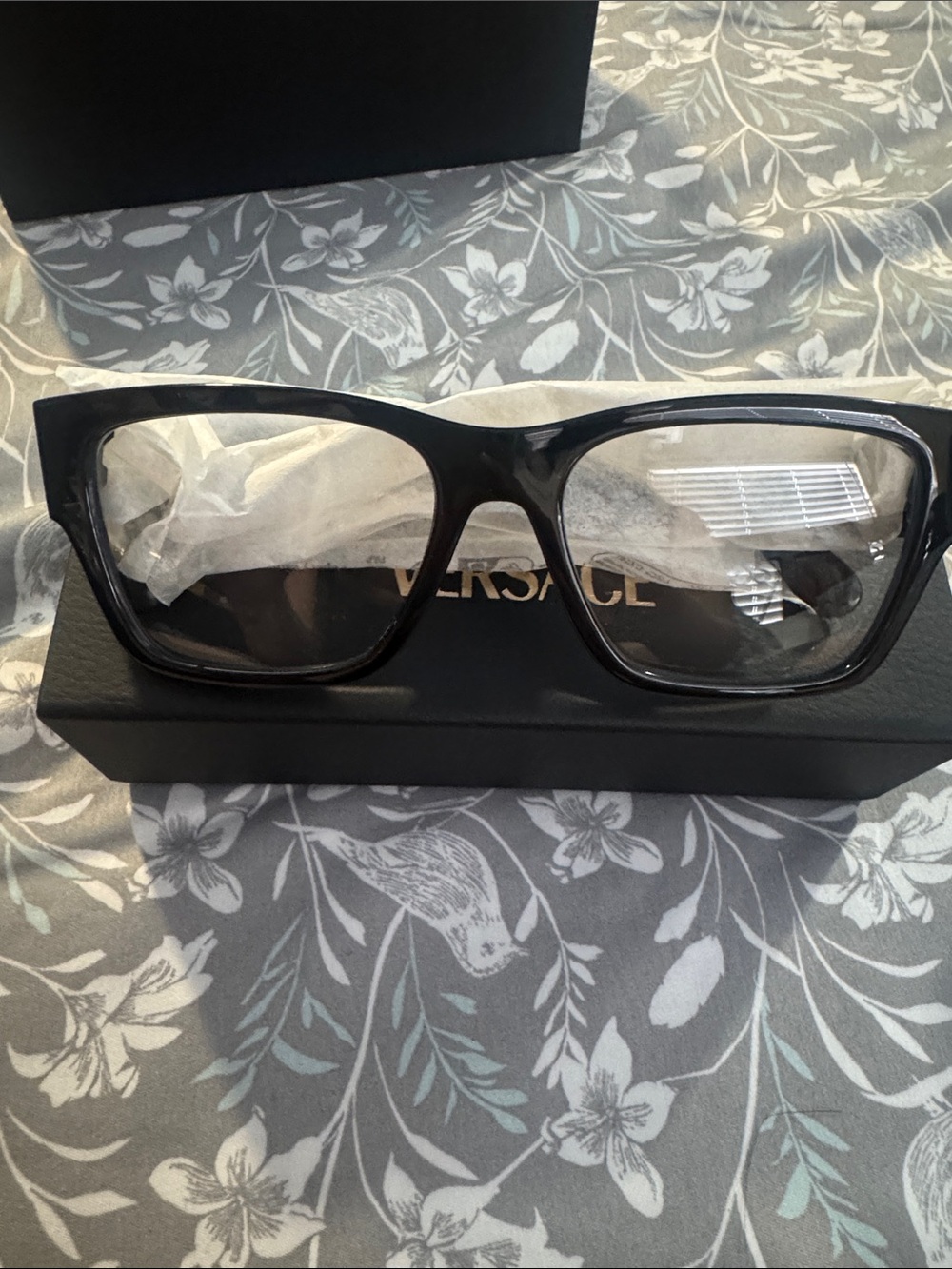 Versace Black Square Glasses with Subtle Logo